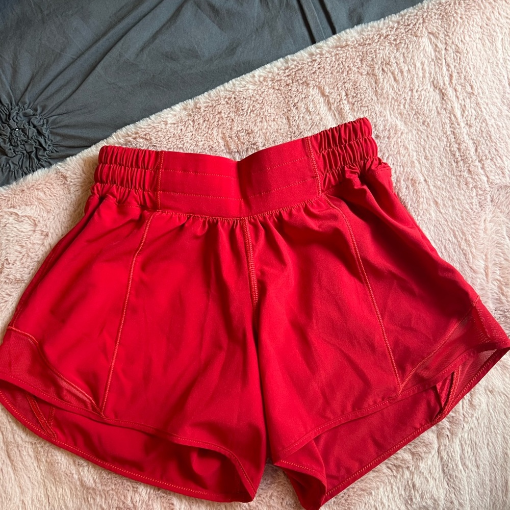 Red Lululemon shorts